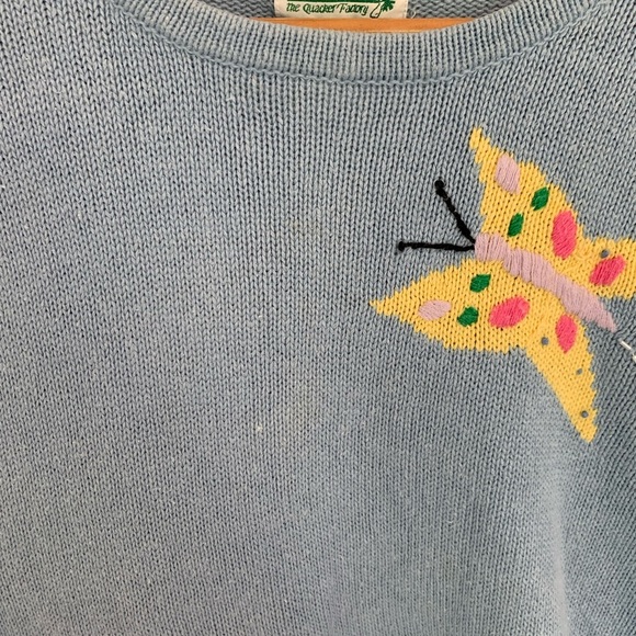 Vintage Quacker Factory Women’s 2X Light Blue Knit Sweater Bunny Rabbit Flowers - Picture 16 of 16